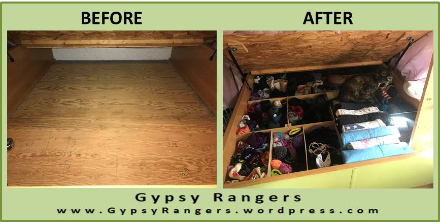 Rv Bedroom Updates Under Bed Clothing Storage Gypsy Rangers